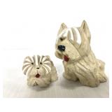 Pottery dog figurine pair