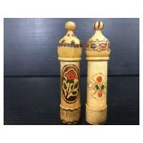 Pair of tiny wood perfume holders