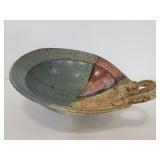 Unique pottery bowl with handle