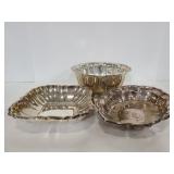 Stamped trio of silverplate serving bowls