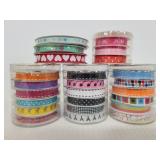 Unused rolls of craft ribbon