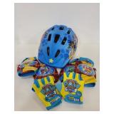 Childs Paw Patrol bicycle helmet, gloves, & pads