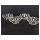 Four vintage textured glass berry bowls