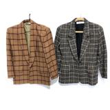 Two Anne Klein plaid suit jackets w/ shoulder pads
