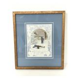 Framed print of kids playing in the snow