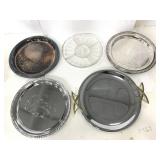 Lot of 5 various styles of serving trays