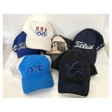 Six assorted sports baseball caps