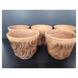 Five clay planters