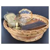Basket of vintage items