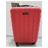Samsonite red hard side suit case on wheels