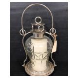 Wrought iron handcrafted candle lantern w/ shade