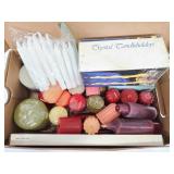 Box of assorted candles