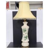 Brass and ceramic hand painted leaves table lamp