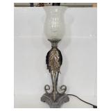 Cast metal one light leaves lamp