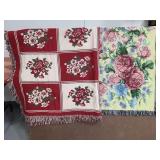 Two floral blankets w/ fringe