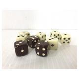 9 vintage dice brown & cream colored