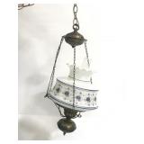 Vintage chandelier w/floral milk glass shade