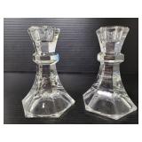 Pair of glass candlesticks