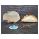 Four glossy agate slices
