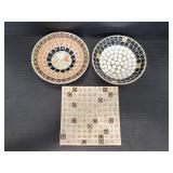 Trio of vintage mosaic tile trays