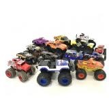 Fourteen Monster Trucks toys