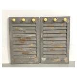 Pair of painted wood shutter wall racks