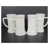 Set of 4 anchor hocking milk glass steins