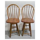 Swivel wood backed bar stools