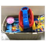Large tote of assorted interactive baby toys