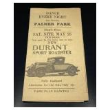 Vintage 1929 Palmer Park dance ticket & ad