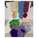 Assorted colored crocheted pieces