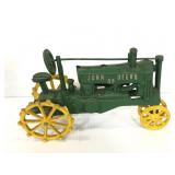 Vintage painted John Deere cast iron model tractor