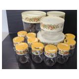 Pyrex vegetable glass kitchen canisters & shakers