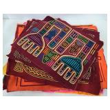 Six fabric placemats