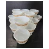 Sixteen vintage Pyrex flower butteryfly cups