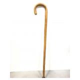 Glazed wood walking cane with rubber stopper