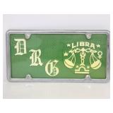 Green libra license plate