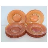 Set of 12 orange iridescent saucers