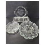 Assorted vintage glass serving pieces