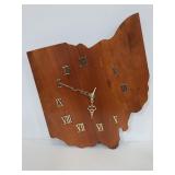 Wood clock shaped like state of Ohio