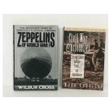 2 books about civil war curiosities & zeppelins