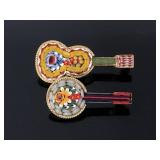 Mini mosaic guitar and banjo pins