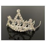 Small white crystal heart tiara