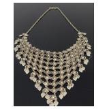 Vintage silver tone fishnet chain necklace