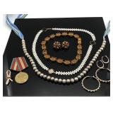 Assorted lot of beaded necklaces, earrings, & more