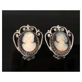 Whiting & Davis Co. iridescent cameo earrings