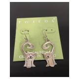Tweeds Sterling silver dangle kitty earrings