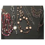 Six assorted beaded statement necklaces