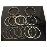 Sixteen assorted rhinestone and bangle bracelets