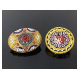 Pair of Italy micro mosaic brooch pins